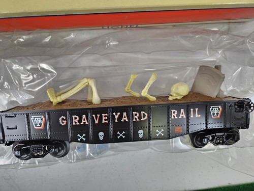 LIONEL 6-26604 HALLOWEEN SPOOKY GRAVE GONDOLA R.T.R. GRAVEYARD RAIL NIB RARE!! - Picture 12 of 17