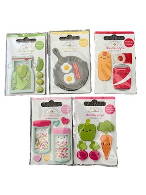 Lot of 5 Doodlebug Designs Shaker Pops Dimensional 3-D Stickers! Halloween Food