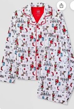 The Grinch Dr. Seuss Long Sleeve Button Down Pajamas Size Medium 8