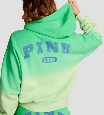 Victoria's Secret Pink Ombre Dip Dye Campus Full Zip Hoodie Pale