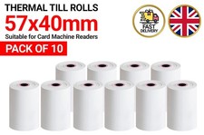 Till Rolls 57x40 Thermal Roll Credit Card Machine Receipt Paper PDQ 10 Rolls