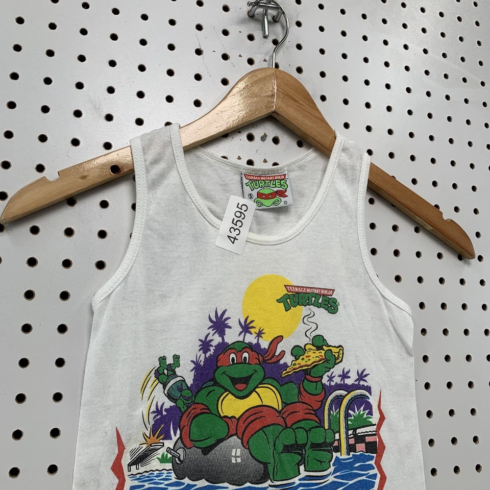 VTG 90s Teenage Mutant Ninja Turtles Tank Top White Child Small Sleeveless 12x16 - Image 3 of 4