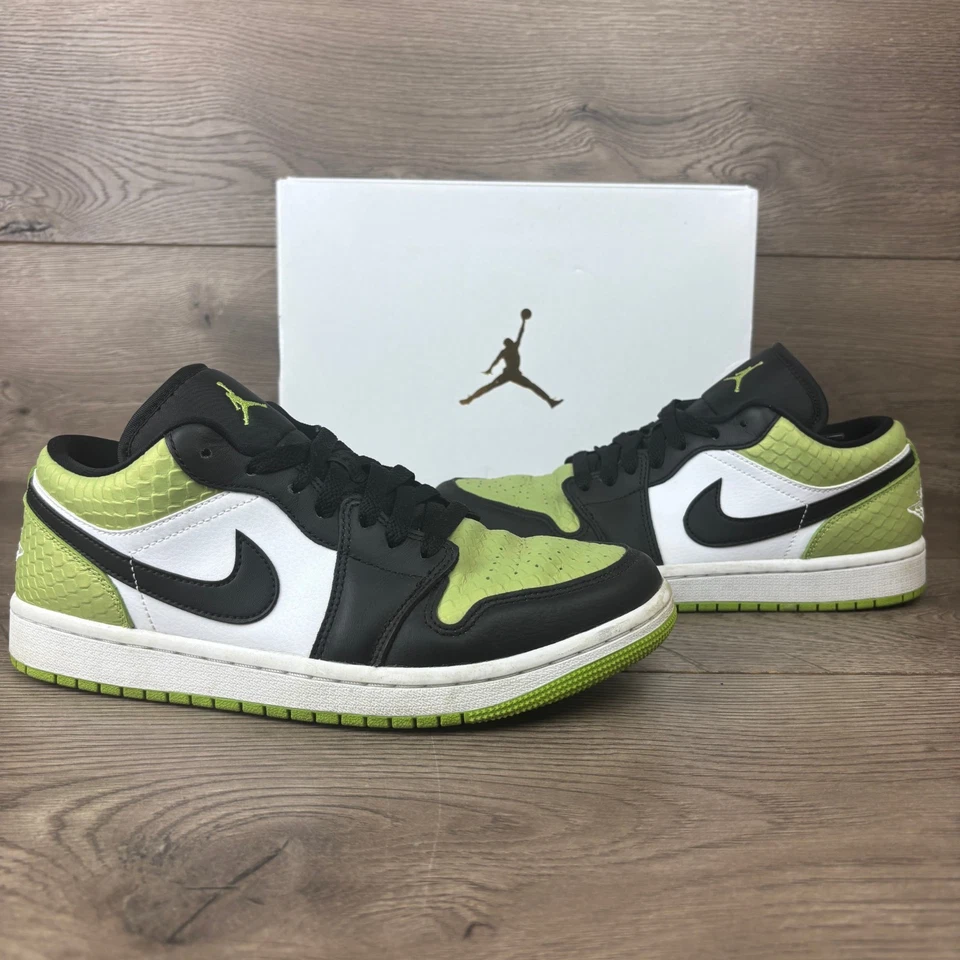 Nike Air Jordan 1 Tenis Bajos Para Mujer 9 Verde Vivo Negro Zapatos DX4446-301 Foto 2 de 4