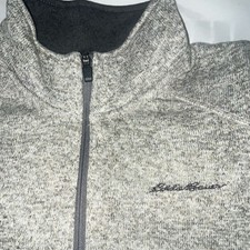 Eddie Bauer Men's 2XL Gray Knit 1/4 Zip Mock Neck Pullover Sweater