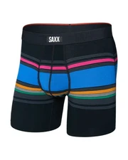 Saxx Vibe Xtra Boxer Brief Fly Men's Underwear, Throwback Stripe/Multi, Large