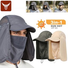 Foldable Fishing Sun Hat with Face Mask Neck Flap UV Protection Baseball Cap