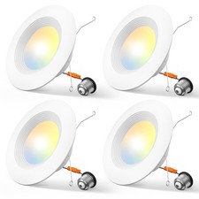 4 Pack 5/6 inch 5CCT LED Recessed Lighting, Dimmable, 12.5W 100W, 950LM, 2700...
