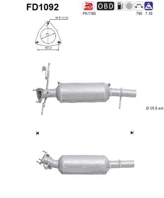 AS FD1092 Soot/Particulate Filter, exhaust system for LAND ROVER