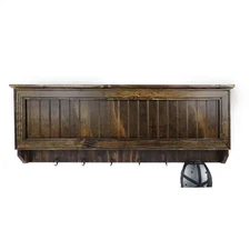 Large Wall Hanging Coat Rack in Dark Walnut with Secret Locking Gun Concealment