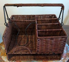 Tabletop Cutlery Organizer Wicker Basket Outd...