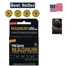 3 Count Trojan Magnum Thin Lubricated Condoms for Enhanced Intimacy and Safety