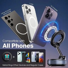 Vacuum Magnetic Car Phone Holder 360  Rotating Foldable Strong Suction