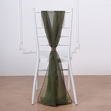5 Olive Green Premium Chiffon Wide CHAIR SASHES Wedding Reception Decorations