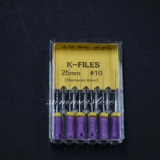 Dental Endo Root Canal File K-FILES Stainless Steel Hand Use 25 mm #06-#80