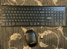 FENIFOX Wireless Keyboard and Mouse - Ergonomic Portable Keyboard Black Grey