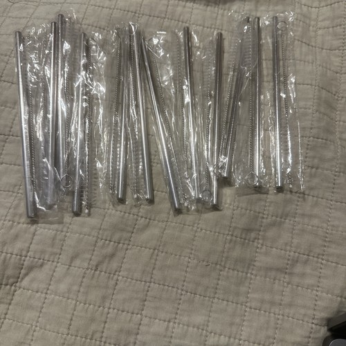 Set of 15 Stainless Steel Straws Straight Reusable Drinking Straws 6.1/4Long