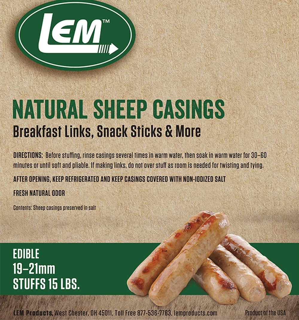 LEM Products 243 5 Oz. Vacuum Sealed Bag- Sheep Casings for 15 Lbs