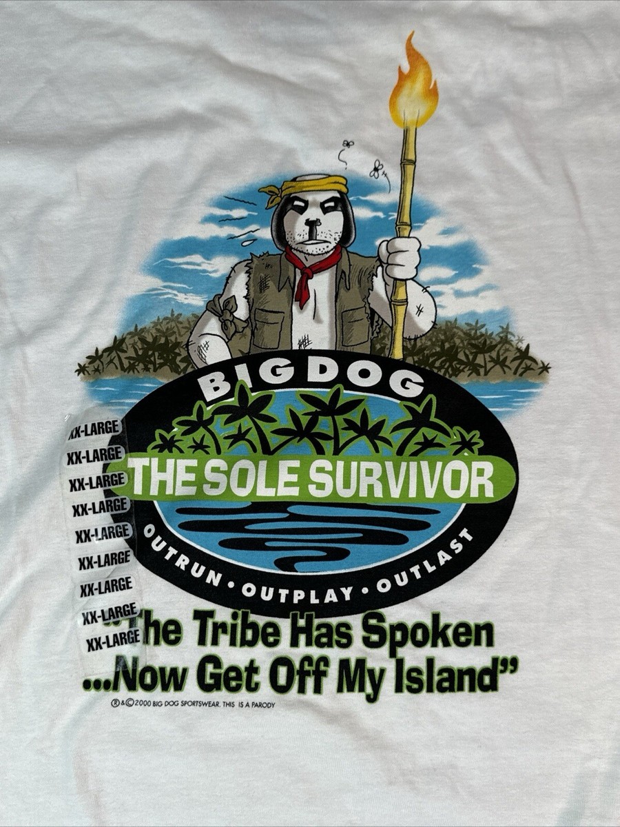 Vintage BIG DOGS The Sole Survivor Parody Double Sided T-Shirt