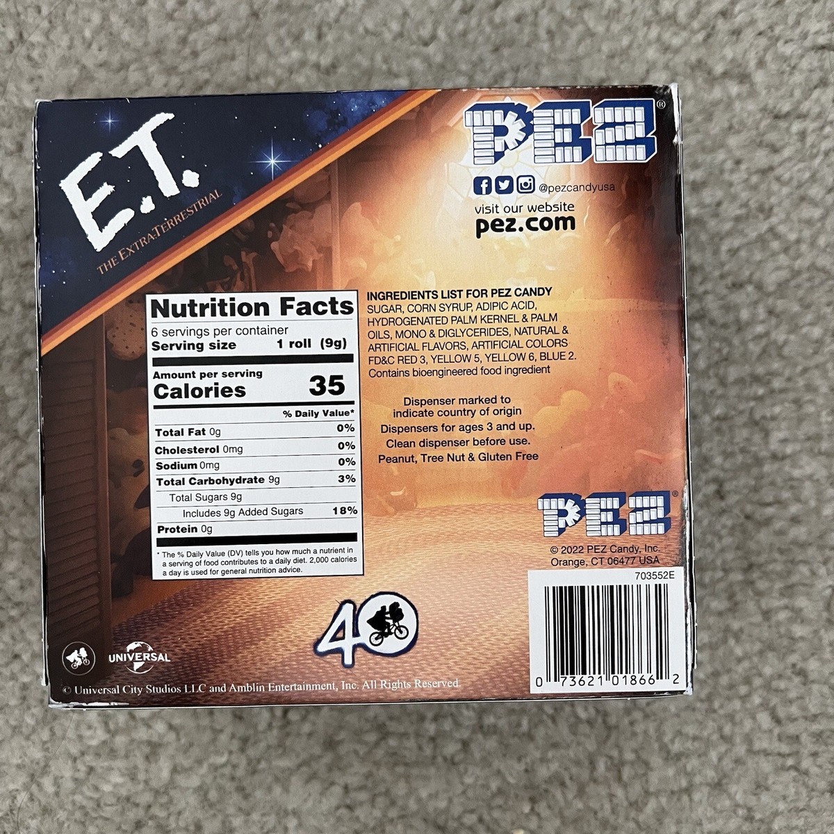 PEZ E.T. 40th Anniversary Gift Set, Collectable w/ 2 Disp, 6