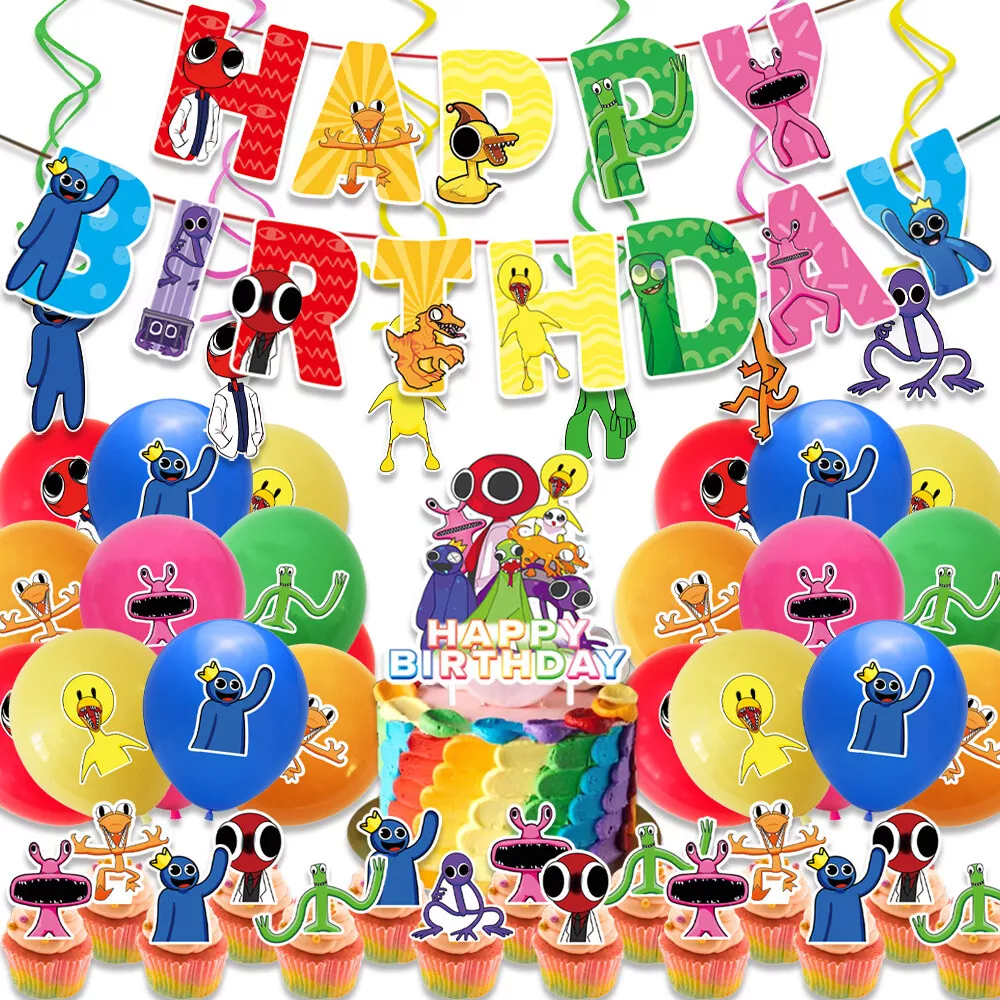 Balloons Friends Birthday Decorations Roblox Rainbow Friends Birthday  Background Rainbow Friends Party Decorations Rainbow Friends Photo Backdrop