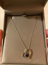 6.0mm Heart-Shaped Lab-Created Blue and White Sapphire Heart Pendant in Sterling