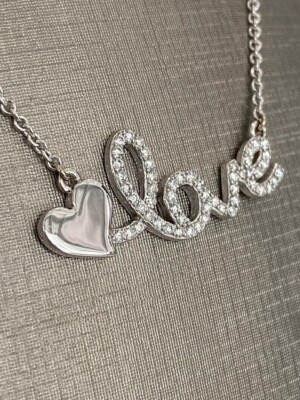 2Ct Round Cut D/VVS1 Diamond ''LOVE'' Letter Pendant 14k White Gold Finish