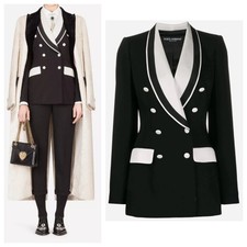 Dolce & Gabbana Double Breasted Two Tone Wool Blend Blazer Size It 38; Us Xs