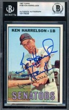 Ken Hawk Harrelson Beckett BAS Signed 1967 Topps Autograph