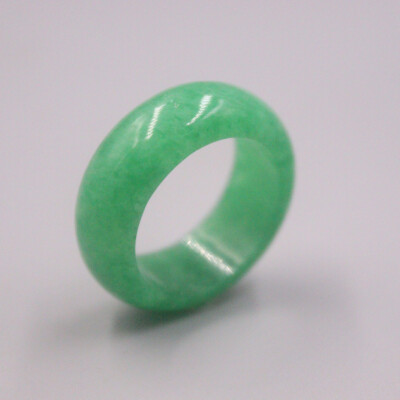 Natürlicher Jade Bandring Herren Damen glatt grün Kuppel Boss Ring US-Größe 9-11