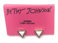 Betsey Johnson Triangle White/ Gold Stud Earrings $30 on sale Betsey Johnson Triangle White/ Gold Stud Earrings $30 on sale