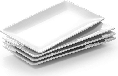 Chic & Space-Saving 9.7" Rectangular Plates Set of 4 for Elegant Entertaining - Picture 3 of 9