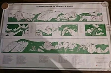 Climbing Routes On Yosemite Walls Map 1972 Paul Harmon Wilderness Press 56x34