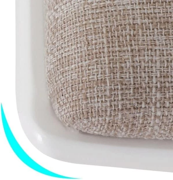 Vanity Stool Curved Linen Upholster Makeup Bench Piano Comfortable Soft Gray - Image 3 of 4