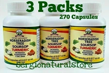 3 Packs Moringa Guanabana Soursop  Curcuma Turmeric 270 Capsules ANTIOXIDANTS