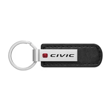 Honda in Red Civic Black Leather Strap Key Chain