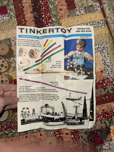 Vintage Tinker Toy set .... With Instructions And Canister! 100s Of Pieces EXC - Picture 2 of 8