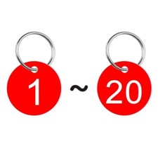 Number Tags 1-20, 20Pcs 34mm Round Key Tags for House Lockers, Red White