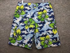 Maui and Sons Board Shorts Boys Large Green Blue Swim Bathing Suit Trunks