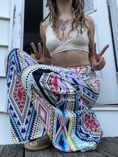 Psychedelic Palazzo Pants Wide Flare Pastel Festival Rave Neon
