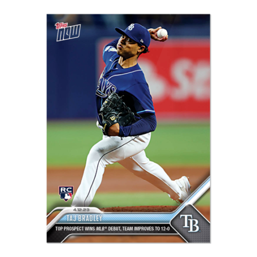 Taj Bradley 2023 MLB TOPPS NOW Card 111 Rookie Debut Wins Rays 120