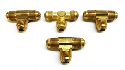 Unbranded Brass 3/8" Male Nipple Tee Fitting [Lot of 4] NOS