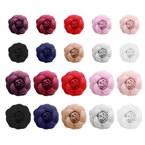 20 PCS Silk Rose Flower Fabric Flower Brooch Fabric Flowers Crafts - Picture 1 of 11