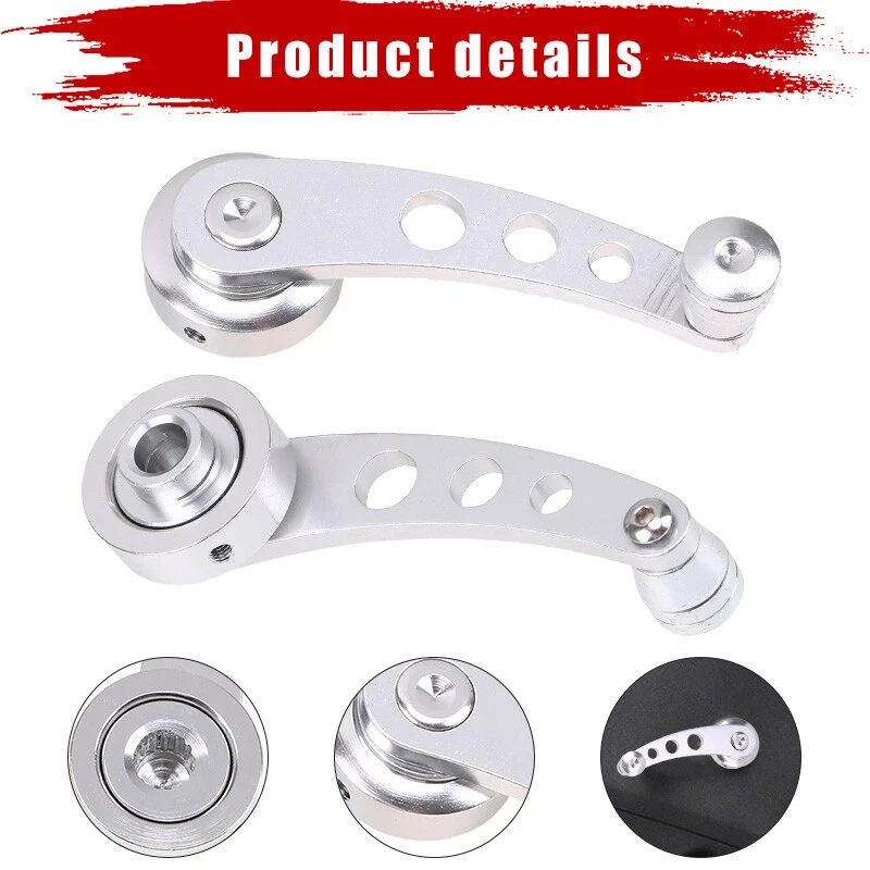 Manivela de ventana de aluminio cromado Billet de 2 piezas para Hot Rod Chevy Ford Chrysler Foto 4 de 4