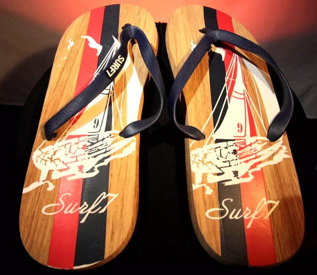 Surf7 Seven Flip Flops Slip on Sandals Travel Vacation Beach Sailboat Design