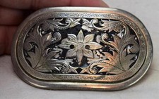 Silver Tone Ornate Pattern Belt Buckle