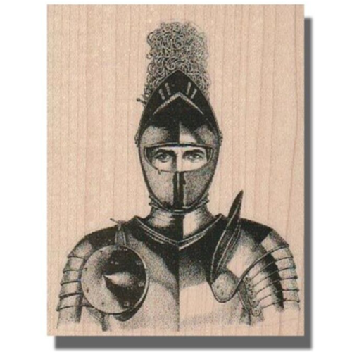 Knight In Armor RUBBER STAMP, Modern Warrior Man Stamp Medieval Prince Steampunk - Picture 1 of 2
