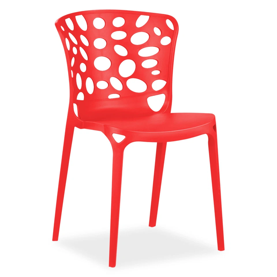 4 Chaises de jardin bistrot en rouge chaise design empilable cuisine Homestyle4u - Photo 2/4