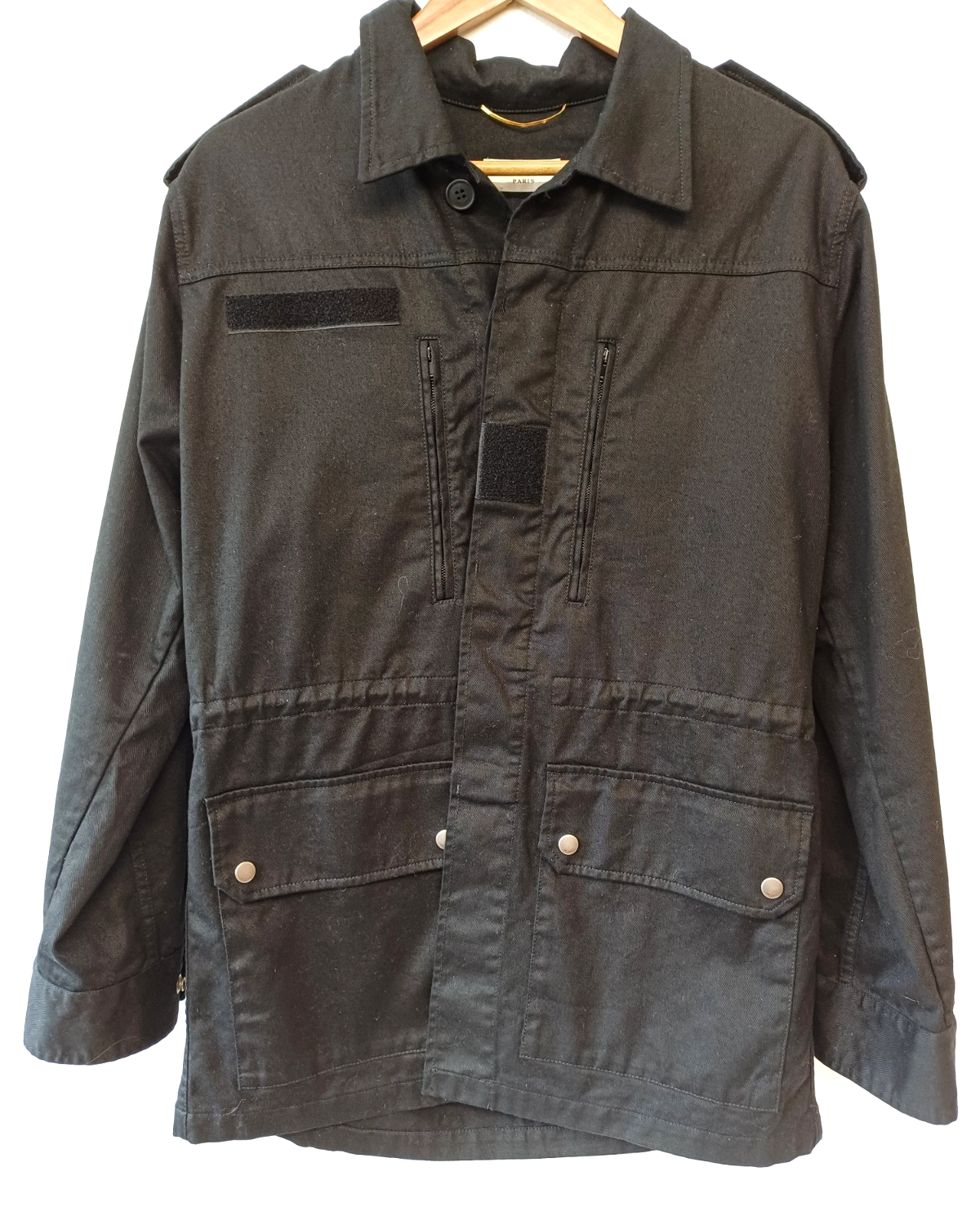 Cappotto parka Saint Laurent retro glitter logo nero giacca leggera taglia large