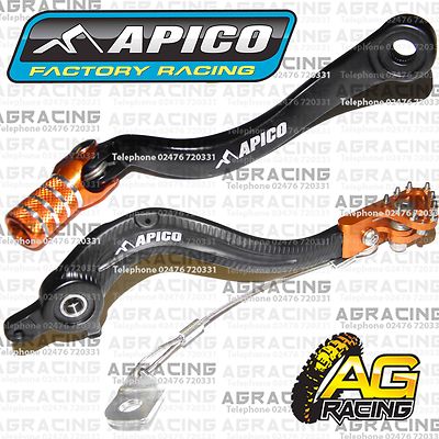 Apico Black Orange Rear Brake & Gear Pedal Lever For Husaberg TE 125 2012 MotoX