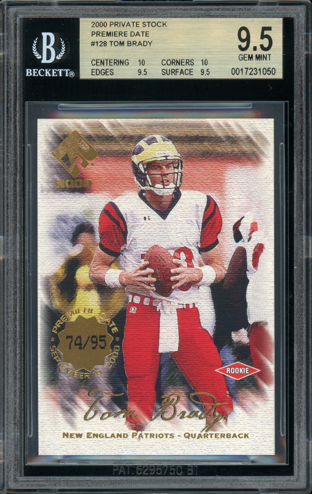 2000 Pacific Private Stock - Tom Brady - Rookie - Premiere Date /95 - BGS 9.5